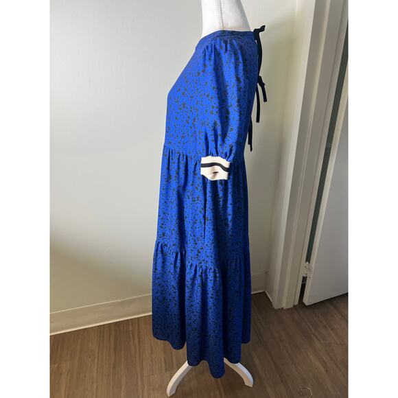Crosby Blue Black Speckled Tiered Maxi Dress XS - Picture 4 of 5